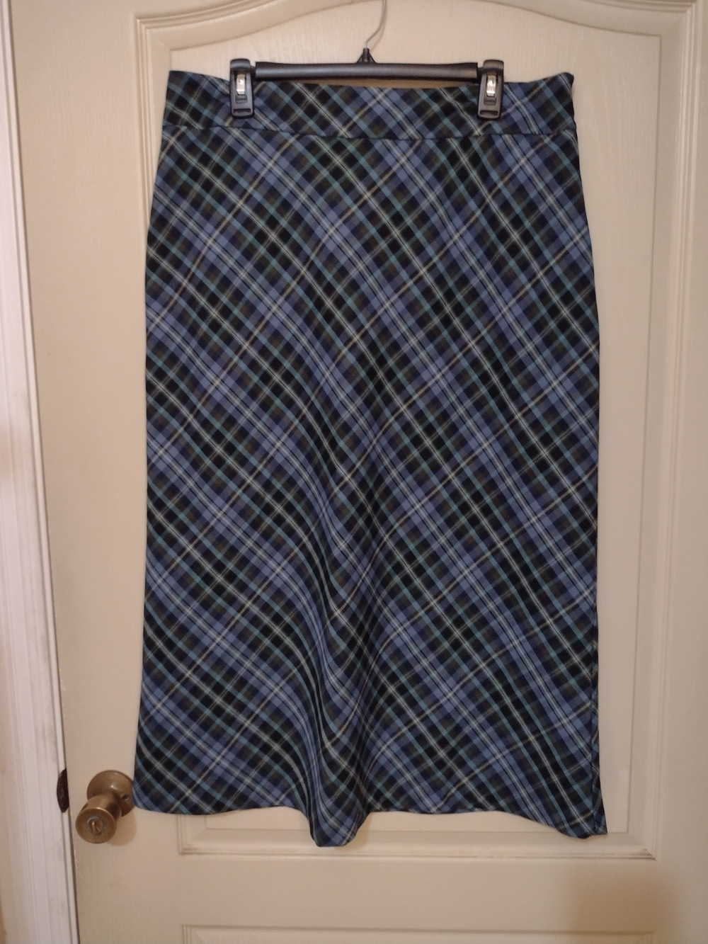 Sag Harbor Blue and Black Plaid A-Line Skirt Waist 18in Length 35in